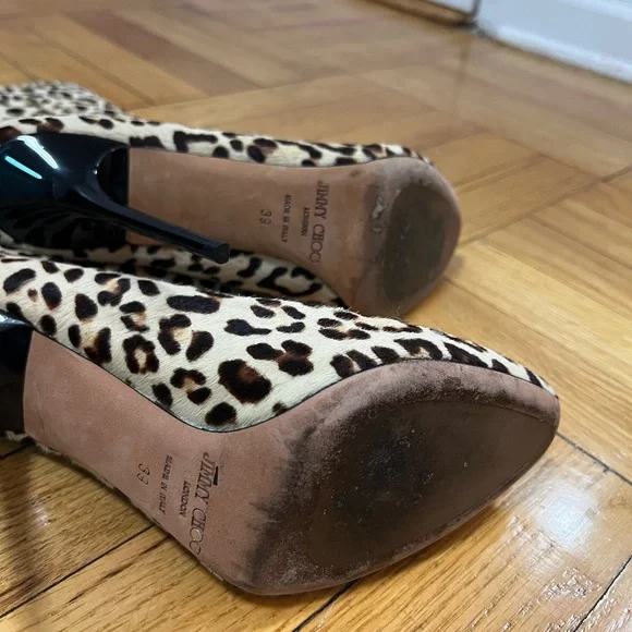 Jimmy Choo Pony Hair Leopard Print Stiletto Ankle Boots - Picture 4 of 4